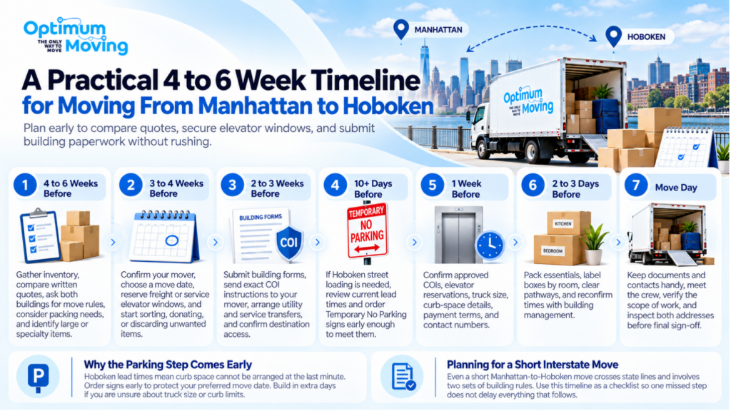 A Practical 4 to 6 Week Timeline for Moving From Manhattan to Hoboken